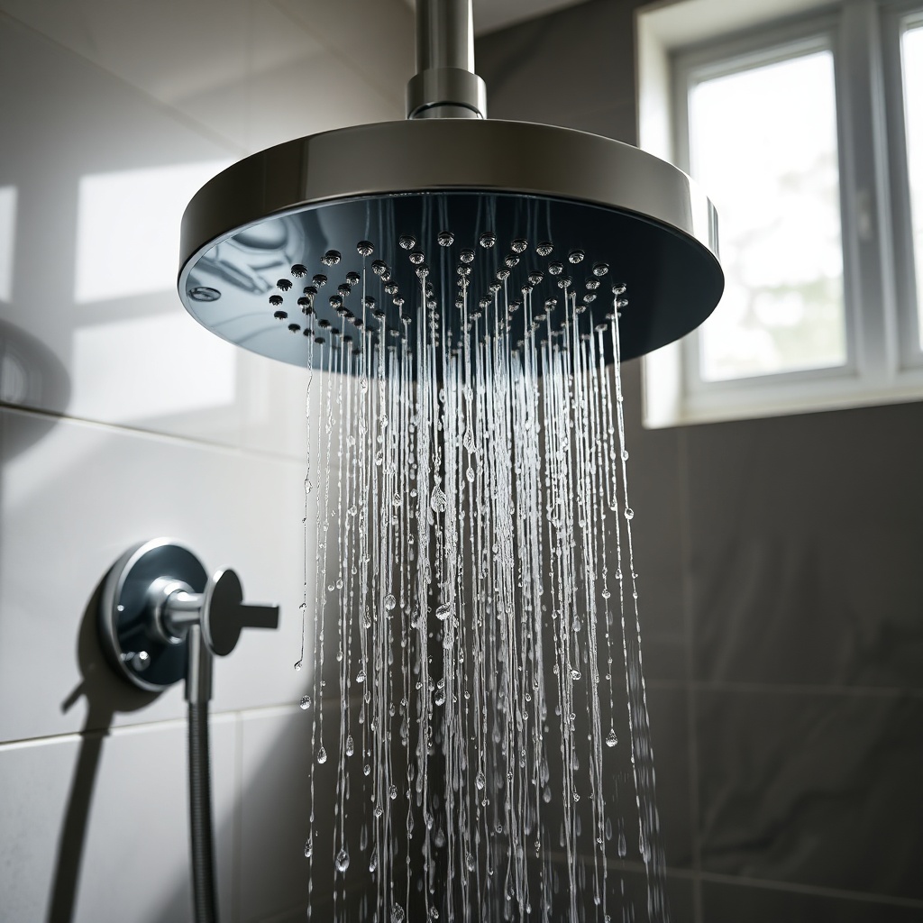 <A modern bathroom with a Hansgrohe Rainfinity Headshower installed