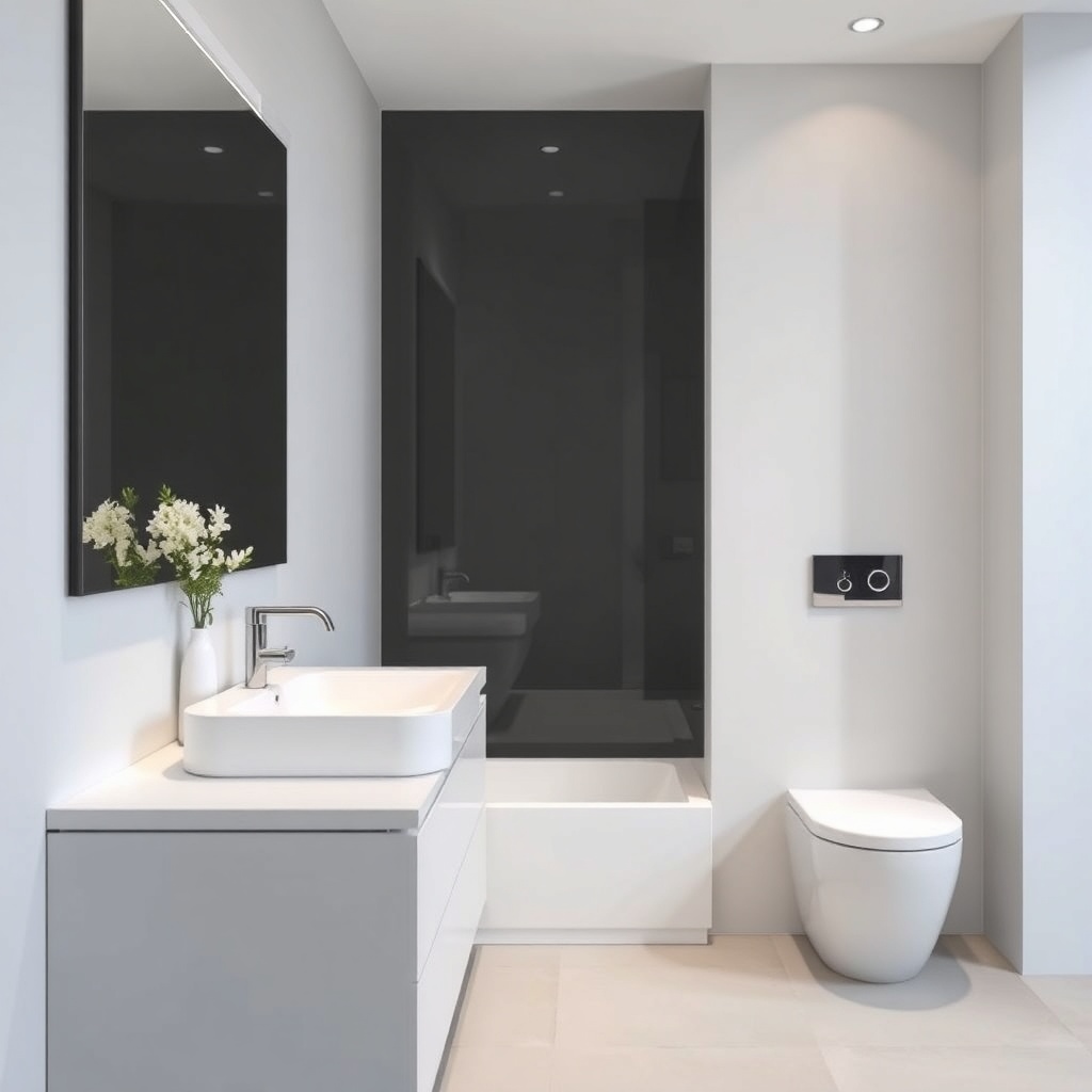 Banyo duvarında monte edilmiş bir Hansgrohe Rainfinity baş duşu